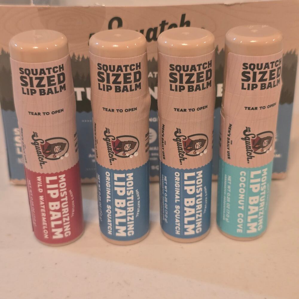 Dr. Squatch‎ Moisturizing Lip Balm Variety 4 Pack 0.25oz Each Original Coconut
